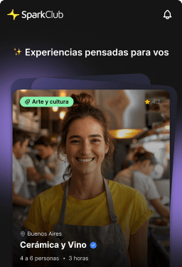 App móvil de SparkClub con experiencias recomendadas